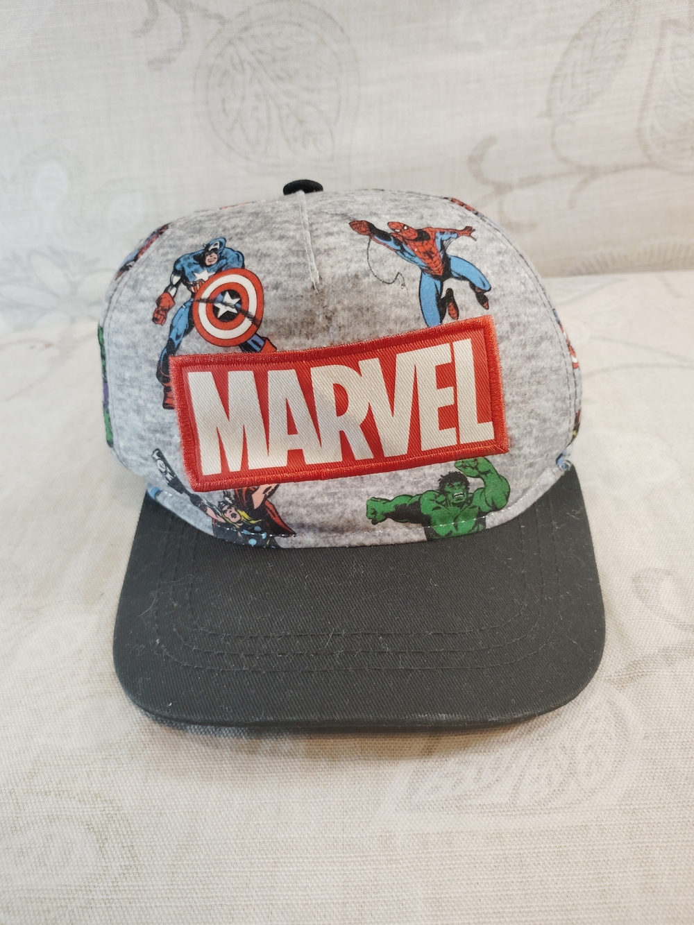 Marvel Kids Gray and Black Superhero Snapback Hat